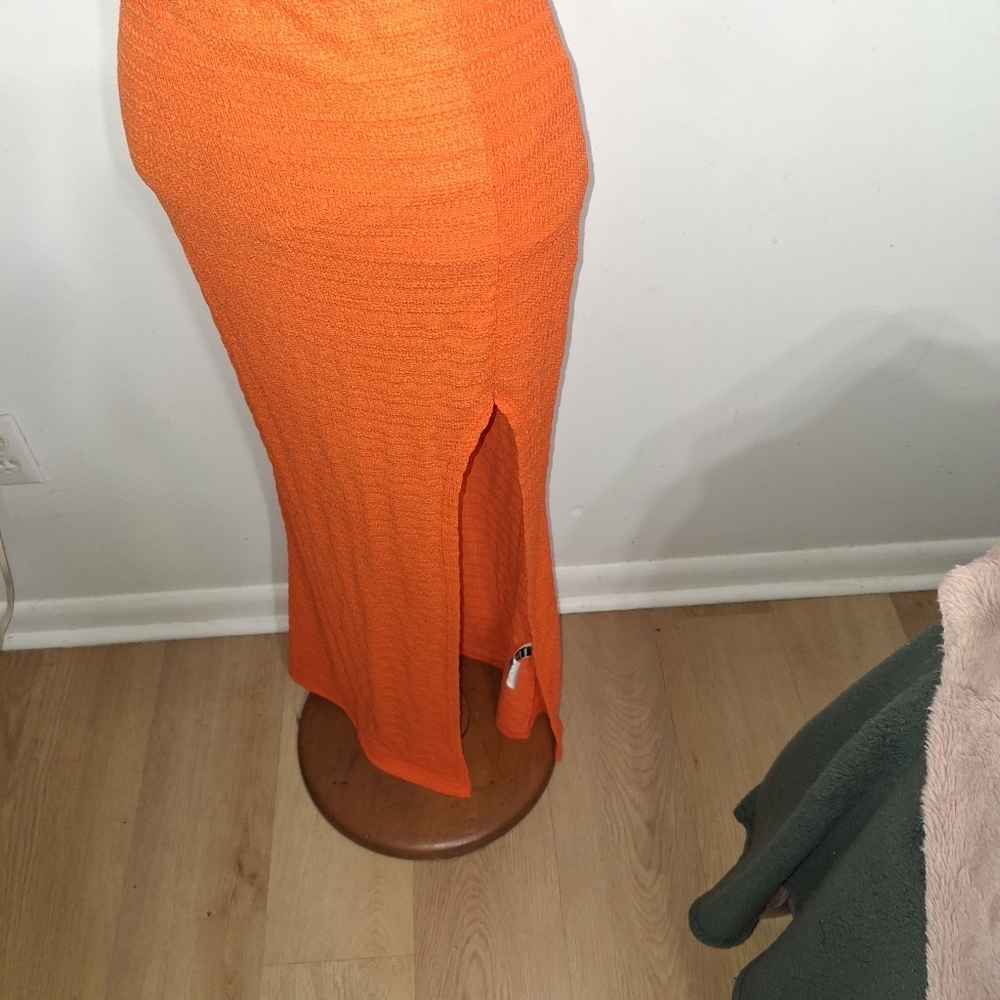 SHEIN Vibrant Orange Maxi Dress- W Sz Med 6 - Picture 3 of 9
